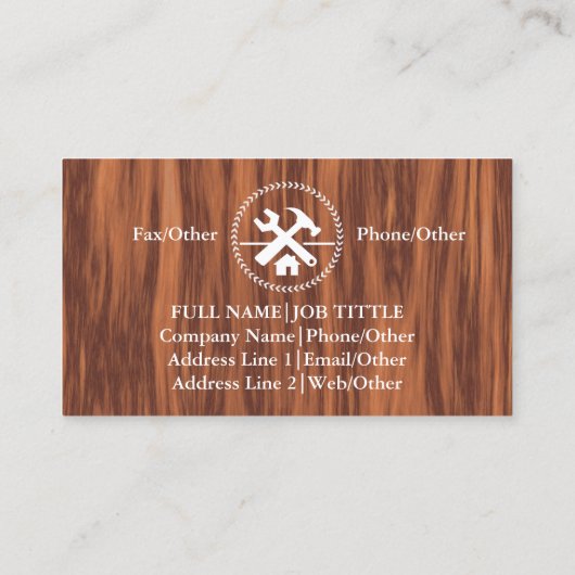 Carte De Visite Outils de charpentier pour les constructeurs profe (Dos)