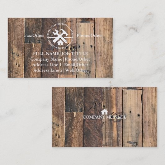 Carte De Visite Outils de charpentier pour les constructeurs profe (Devant / Derrière)