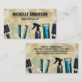 Carte De Visite Outils de coiffeur | Shimmer Or (Devant / Derrière)