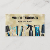 Carte De Visite Outils de coiffeur | Shimmer Or (Devant)