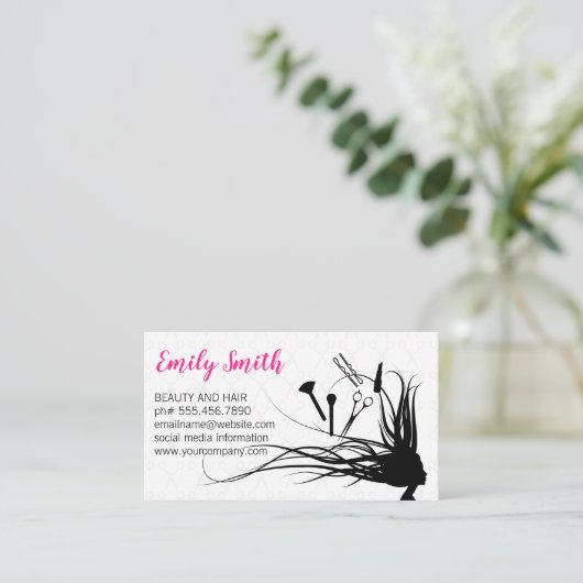Carte De Visite Outils de coiffure et de maquillage (Debout devant)