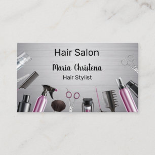 Carte De Visite Outils de coiffure Salon de coiffure Coiffeur Rose