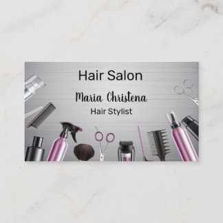 Carte De Visite Outils de coiffure Salon de coiffure Coiffeur Rose