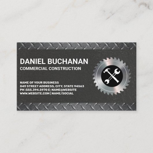 Carte De Visite Outils de construction | Acier plaqué diamant (Devant)