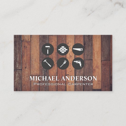 Carte De Visite Outils de construction | Bois dur (Devant)