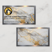 Carte De Visite Outils de construction | Bordure métallique | Marb (Devant / Derrière)