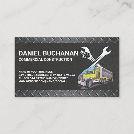 Carte De Visite Outils de construction | Camion de travail (Devant)