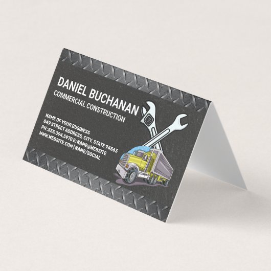 Carte De Visite Outils de construction | Camion de travail (Devant)