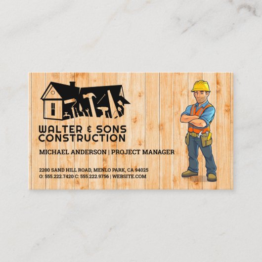 Carte De Visite Outils de construction | Collecteur bleu (Devant)