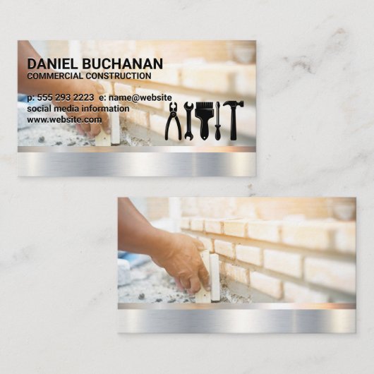 Carte De Visite Outils de construction | Couche de brique (Devant / Derrière)