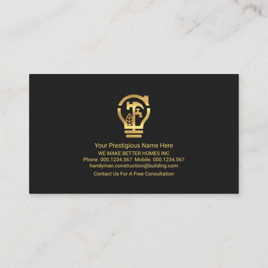 Carte De Visite Outils de construction Creative Gold Stripe (Dos)