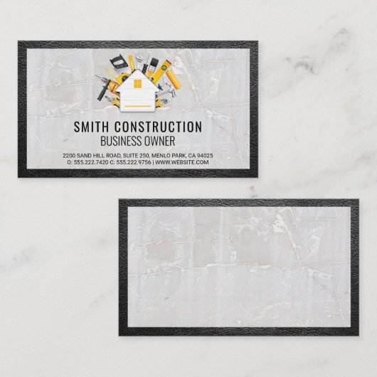 Carte De Visite Outils de construction | Cuir et pierre (Devant / Derrière)