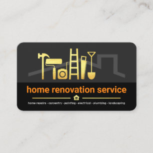 Carte De Visite Outils de construction en calques noirs gris éléga