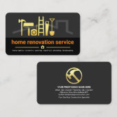 Carte De Visite Outils de construction en calques noirs gris éléga (Devant / Derrière)