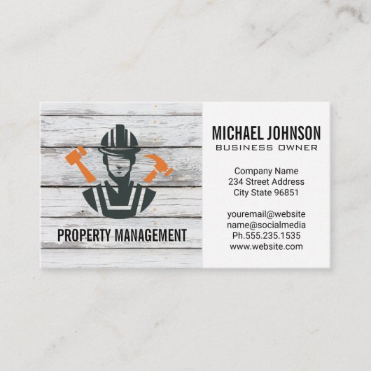Carte De Visite Outils de construction | Entrepreneur général (Devant)
