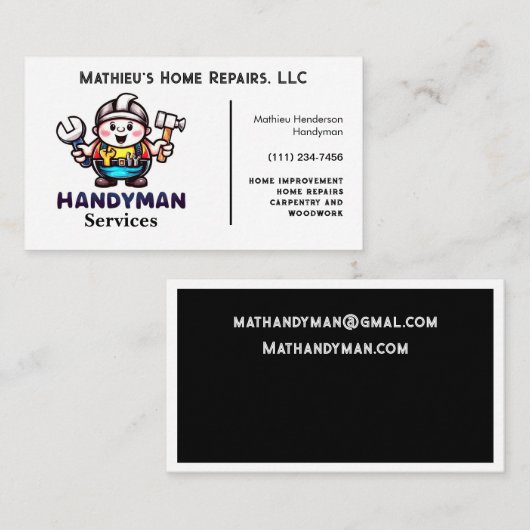 Carte De Visite Outils de construction Handyman (Devant / Derrière)