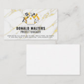 Carte De Visite Outils de construction | Marbre blanc Gold Flakes (Devant / Derrière)