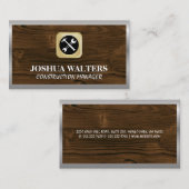 Carte De Visite Outils de construction | Métal bois (Devant / Derrière)