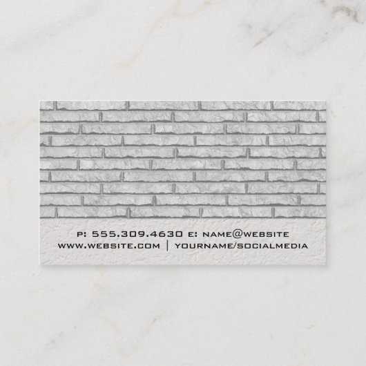 Carte De Visite Outils de construction | Mur en briques | Construc (Dos)