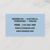 Carte De Visite Outils de construction Rénovation Réparation Handy (Dos)