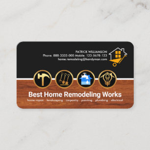 Carte De Visite Outils De Construction Sur Bois De Bois