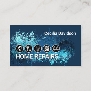 Carte De Visite Outils de construction sur éclaboussure de peintur