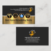 Carte De Visite Outils De Construction Sur Gold Building (Devant / Derrière)