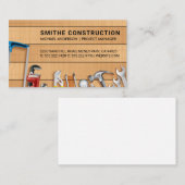 Carte De Visite Outils de construction sur table en bois | Menuise (Devant / Derrière)