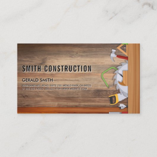 Carte De Visite Outils de construction | table de bois (Devant)