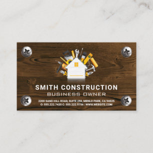 Carte De Visite Outils de construction Vis bois et métal