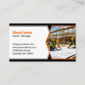 Carte De Visite Outils de contractant professionnels Orange Blanc (Dos)