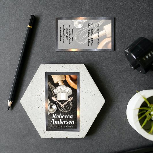 Carte De Visite Outils de cuisson | Chef Casquette et outils