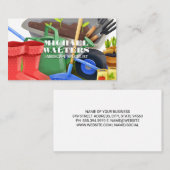 Carte de visite Outils de jardinage de l'écorce de (Devant / Derrière)