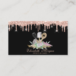 Carte De Visite Outils de main de pâtisserie de boulangerie Fleurs