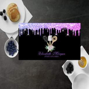 Carte De Visite Outils de main de pâtisserie de boulangerie Fleurs