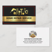 Carte De Visite Outils de main de trame rouge Gold Stripe (Devant / Derrière)