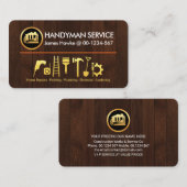 Carte De Visite Outils de main en bois de bois d'or (Devant / Derrière)