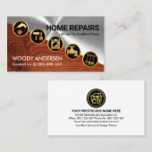 Carte De Visite Outils de main en or diagonale en bois d'argent (Devant / Derrière)