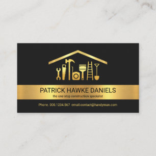 Carte De Visite Outils de main-main Creative Gold Stripe sur le to