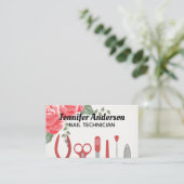 Carte De Visite Outils de manucure à ongles | Fleurs (Debout devant)