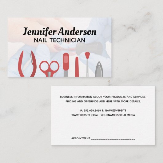 Carte De Visite Outils de manucure à ongles | Peindre des ongles (Devant / Derrière)