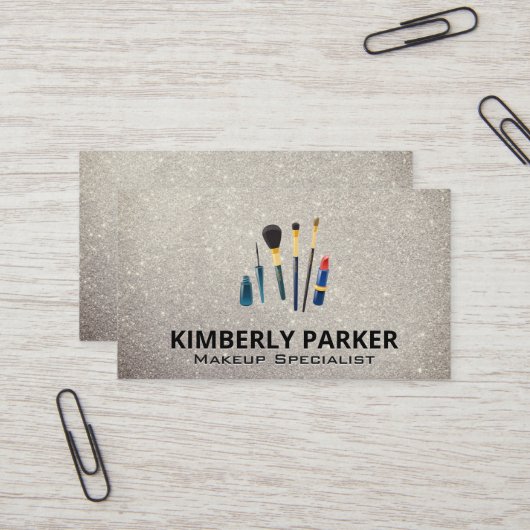 Carte De Visite Outils de maquillage | ARRIÈRE - PLAN PARTIES SCIN (Devant/Arrière en situation)