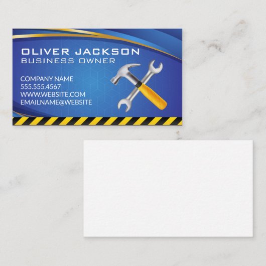 Carte De Visite Outils de menuiserie | Construction Builder (Devant / Derrière)