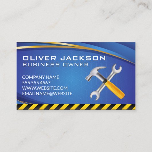 Carte De Visite Outils de menuiserie | Construction Builder (Devant)