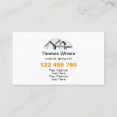 Carte De Visite Outils de menuiserie de construction professionnel (Dos)