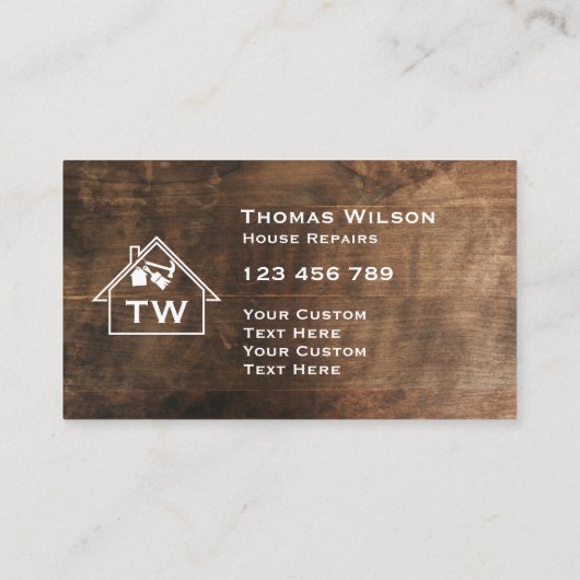 Carte De Visite Outils de menuiserie de construction professionnel (Dos)