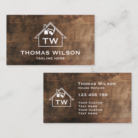 Carte De Visite Outils de menuiserie de construction professionnel (Devant / Derrière)