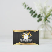 Carte De Visite Outils de menuiserie et métal noir or (Debout devant)