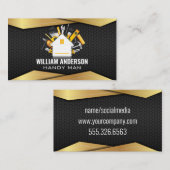 Carte De Visite Outils de menuiserie et métal noir or (Devant / Derrière)