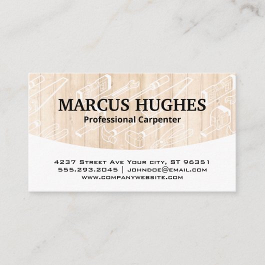 Carte De Visite Outils de menuiserie | Panneaux en bois franc (Devant)